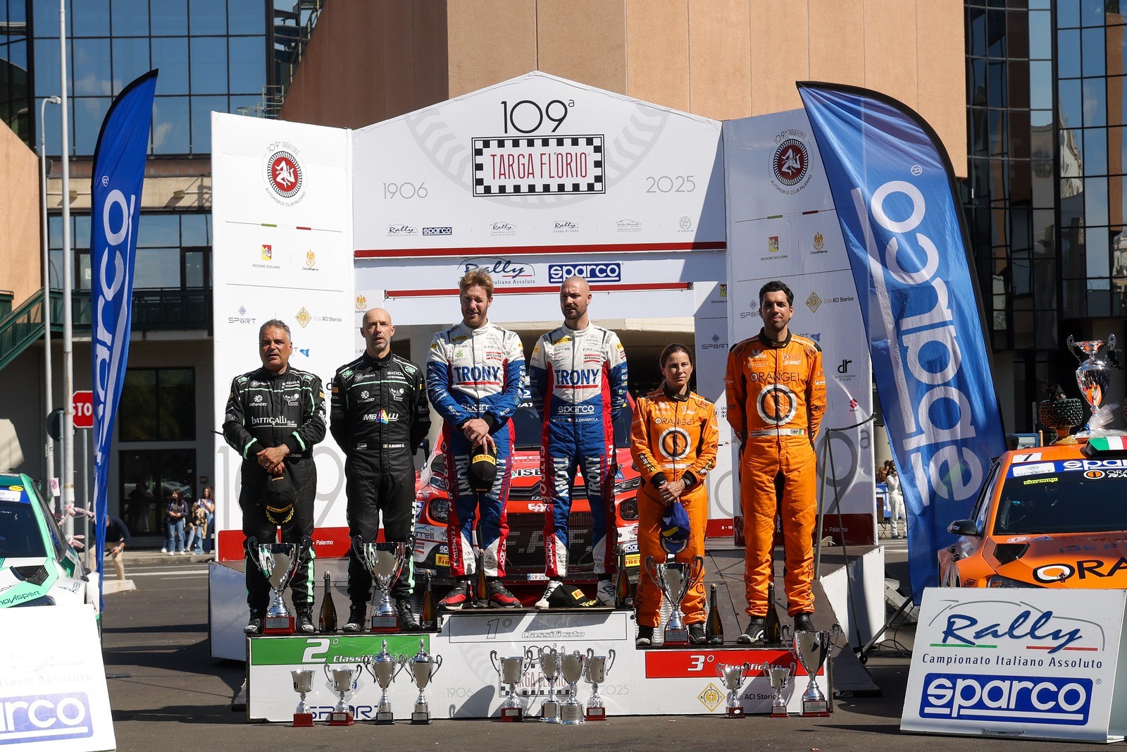thumbnail Podio Campionato Italiano Assoluto Rally Sparco alla Targa Florio 