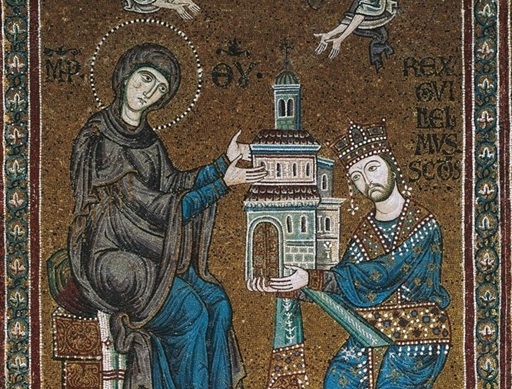 Guglielmo II di Sicilia offre la Chiesa di Monreale alla Vergine