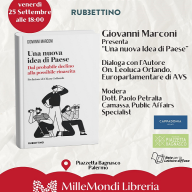 “Una nuova idea di Paese”, Giovanni Marconi presenta il libro in piazzetta Bagnasco